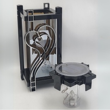 СОЛНЕЧНАЯ светодиодная могильная свеча, большой черный храм, тяжелый фонарь в форме сердца, 30 см