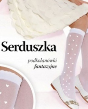 Podkolanówki Białe Serduszka 2 pary