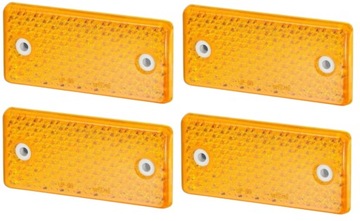 ZESTAW - 4 x Odblask prostokątny - ŻÓŁTY śruba ODBLASKI LAMPA POMARAŃCZOWY