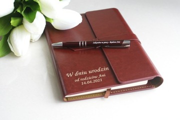 Notatnik, dziennik, notes i długopis + Twój GRAWER