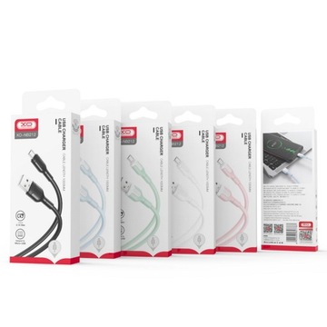 XO Kabel USB do microUSB 1m 2,1A elastyczny silikonowy wytrzymały różowy