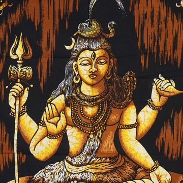 Batik indyjski ręcznie malowany, ozdoba, Kali XXl 80 x110 cm