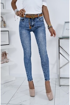 DOPASOWANE JEANSY PUSH UP Z PASKIEM COLETTE! XL