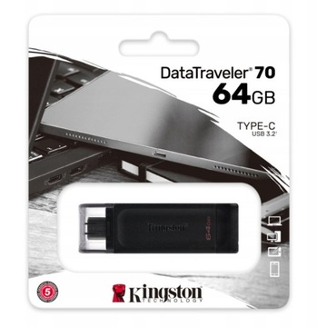 PENDRIVE KINGSTON 64GB USB TYPE-C 3.2 / DT70