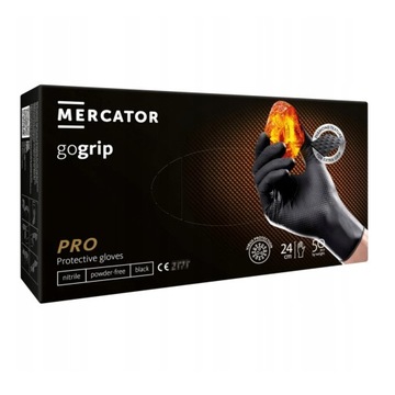 Rękawiczki rękawice nitrylowe czarne XXL 50 szt GoGrip black Mercator mocne