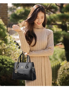 Fashion Top Handle Bag for Women Luxury Crocodile