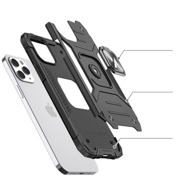Бронированный чехол с крышкой + магнитный держатель для iPhone 13 Ring Armor, серебристый