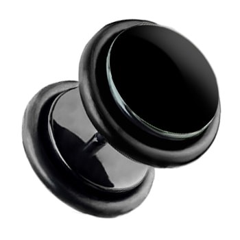 Kolczyk Fake plug oszukany tunel do uszu czarny 1,2/6