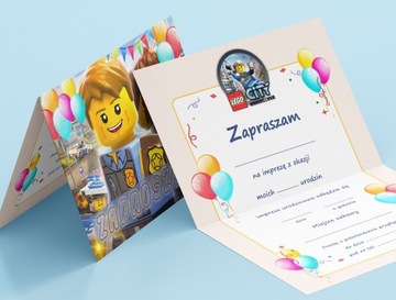 ПРИГЛАШЕНИЕ НА ДЕНЬ РОЖДЕНИЯ LEGO CITY POLICE CHILD + БЕСПЛАТНЫЙ КОНВЕРТ