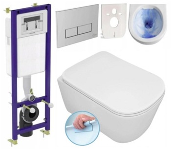 STELAŻ MISKA WC rimless + DESKA zestaw PODTYNKOWY