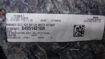 TAPICERKA BAGAŻNIKA LEWY TYŁ DACIA JOGGER 849514216R