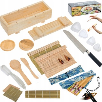 ДЕРЕВЯННЫЙ ПРЕСС ДЛЯ ПРИГОТОВЛЕНИЯ СУШИ С НАБОРОМ РОЛИКОВ