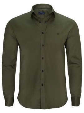 Quickside koszula męska zielony khaki kołnierzyk długi rękaw rozmiar XXL