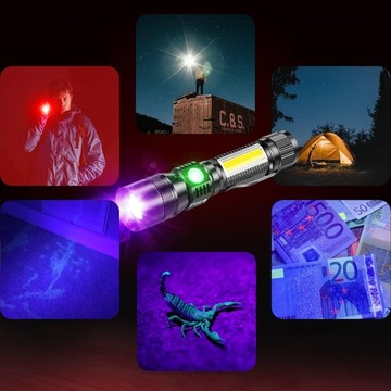 СВЕТОДИОДНЫЙ ФОНАРИК УФ-СВЕТОДИОДНЫЙ СВЕТ ВОДОНЕПРОНИЦАЕМЫЙ МНОГОФУНКЦИОНАЛЬНЫЙ 7 РЕЖИМОВ