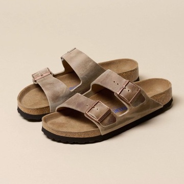 Klapki damskie profilowane Birkenstock Arizona OLEJOWANA SKÓRA SOFT FOOTBED