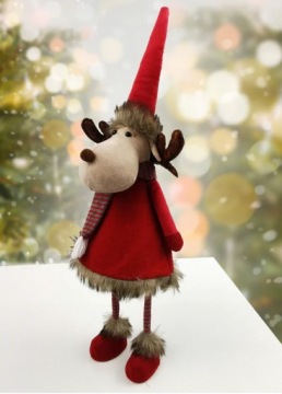 Рождественский олень Дед Мороз на телескопических ножках, 65 см, красный