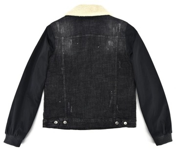 DSQUARED2 kurtka męska jeansowa czarna z kożuszkiem 52