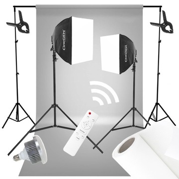 ZESTAW 2x softbox 60x60 regulacja LED barw moc TŁO