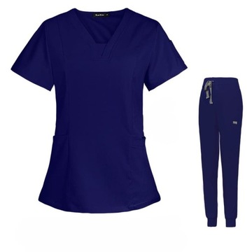 KOMPLET MEDYCZNY DAMSKI SCRUB UNIFORM MUNDUREK GRANATOWY ROZMIAR S