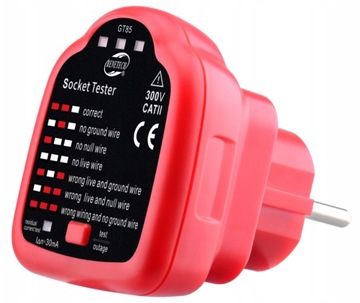 TESTER GNIAZD SIECIOWYCH 230V detektor FUNKCJA RCD