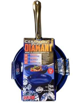 ZESTAW 2 PATELNII NIEPRZYWERAJĄCYCH CERAFLON PRESTIGE DIAMANT 24CM/28CM