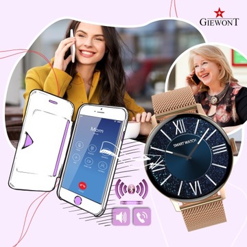 SMARTWATCH ЖЕНСКИЕ ЧАСЫ GIEWONT Supernova GW330 ЗВОНКИ SMS ШАГИ ЦИКЛА