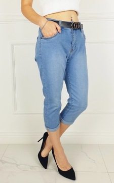 DAMSKIE SPODNIE JEANSOWE - RYBACZKI 3/4 Plus-Size