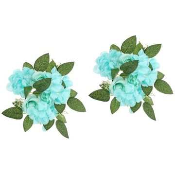2pcs Candle Ring Artificial Rose Hydrangea Candle