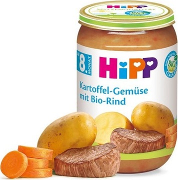 HiPP BIO Ziemniaki z Marchewką i Wołowiną + Wapń