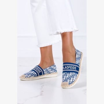 ESPADRYLE SLIP ON DAMSKIE Z NAPISAMI PLECIONE r 40