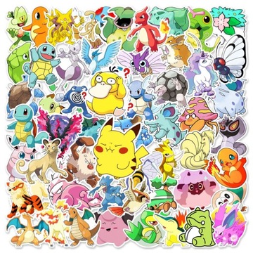 Zestaw Naklejek POKEMON Wlepki StickerBomb Pokemon 50SZTUK