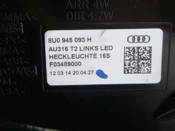 AUDI A1 8V SVĚTLO ZADNÍ LEVÝ