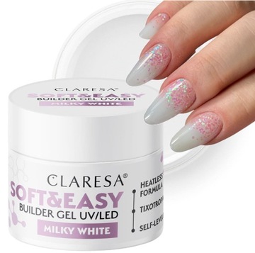 CLARESA SOFT&EASY BUDUJĄCY ŻEL SAMOPOZIOMUJĄCY MILKY WHITE MLECZNY 12G