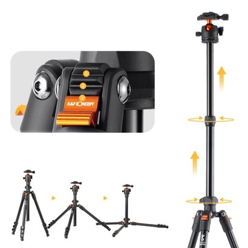 ШТАТИВ ДЛЯ КАМЕРЫ K&F CONCEPT Алюминий/Магний + ШАРОВАЯ ГОЛОВКА 3D для МАКРО