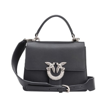 -10% PINKO TOREBKA SKÓRZANA MINI LOVE ONE TOP HANDLE JEWEL CZARNA