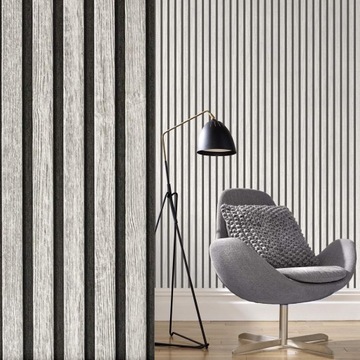Tapeta Flizelina Winylowa Deska Lamele Panele 3D Szara 10400-38