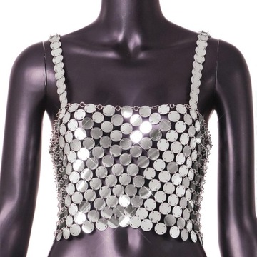 Błyszcząca cekinowa kamizelka gorsetowa Crop Top Y2K Glitter