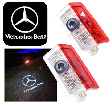 ZESTAW 2x LAMPEK LED PROJEKTOR RZUTNIK LOGO DO DRZWI MERCEDES BENZ HOLOGRAM