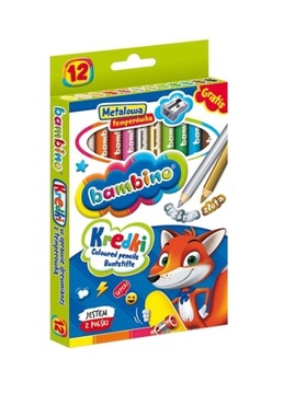 KREDKI BAMBINO JUMBO GRUBE 12 KOLORÓW + TEMPERÓWKA