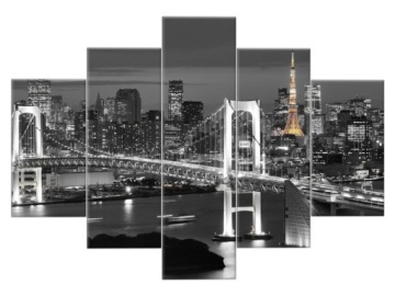 Триптих Картины 150х105 Черно-Белый Мост Город