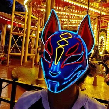MASKA LED ŚWIECĄCA KOT COSPLAY HALLOWEEN KARNAWAŁ