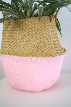 КОРЗИНКА МОРСКОЙ ТРАВЫ С НАТУРАЛЬНО-РОЗОВОЙ КРЫШКОЙ 35Х31