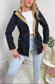 Куртка REVERSIBLE весенняя ПАРКА, отстегивающийся капюшон, ЦВЕТА L/40