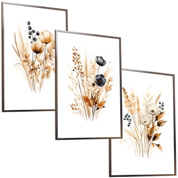 50x40 ZESTAW OBRAZY W RAMIE PLAKATY RAMKA KWIATY BOHO NATURA ART