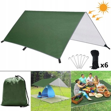 WODOODPORNY PLANDEKA BIWAKOWA TARP TURYSTYCZNY OCHRONA UV 3*3M