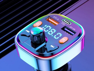 FM-ПЕРЕДАТЧИК BLUETOOTH 5.0 ЗАРЯДНОЕ УСТРОЙСТВО QC 3.0 PD 20 Вт RGB 2x USB USB-C