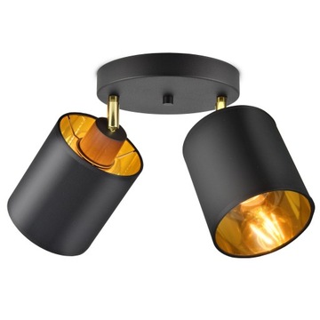 Lampa Plafon Żyrandol Ruchome Abażury Czarny Złoty