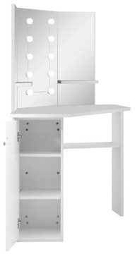 NOWOCZESNA NAROŻNA TOALETKA Z LUSTREM LED == BIAŁA