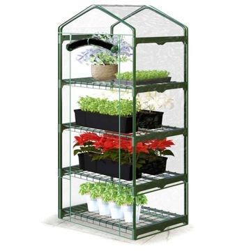 МИНИ-БАЛКОННАЯ ТЕПЛИЧНАЯ ПЛЕНКА 4 ПОЛКИ 160x70x50см