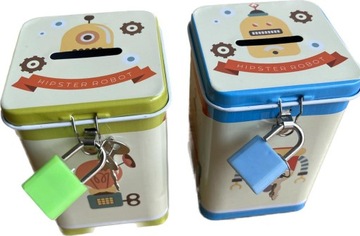 Металлическая копилка с ключом РОБОТА